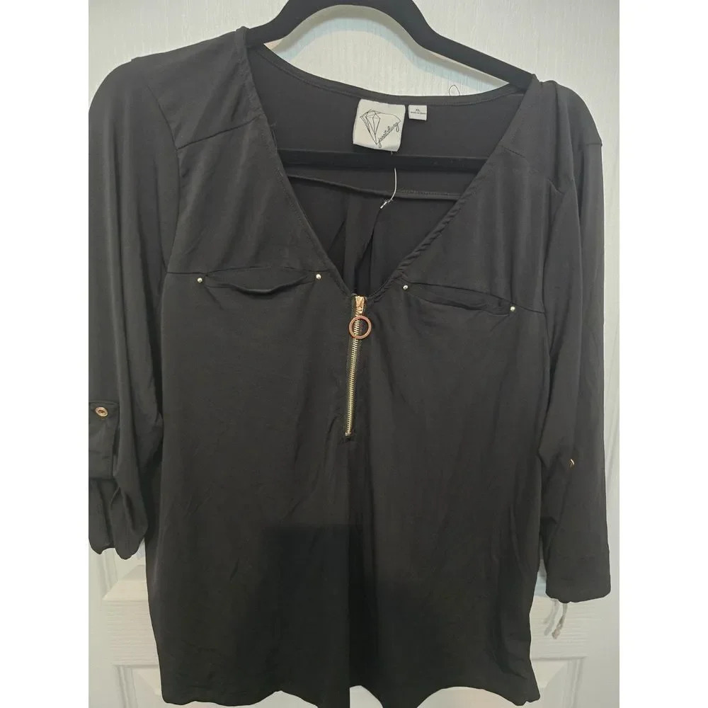 Black Zipper XL Blouse